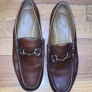 GUCCI VINTAGE Horsebit Classic Brown Leather Loafers